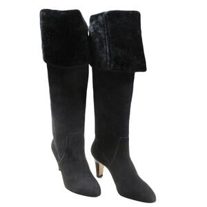 Brian Atwood Sierra Over the Knee Boots with Fur Cuff Black Women's Sz 35 (US 5)